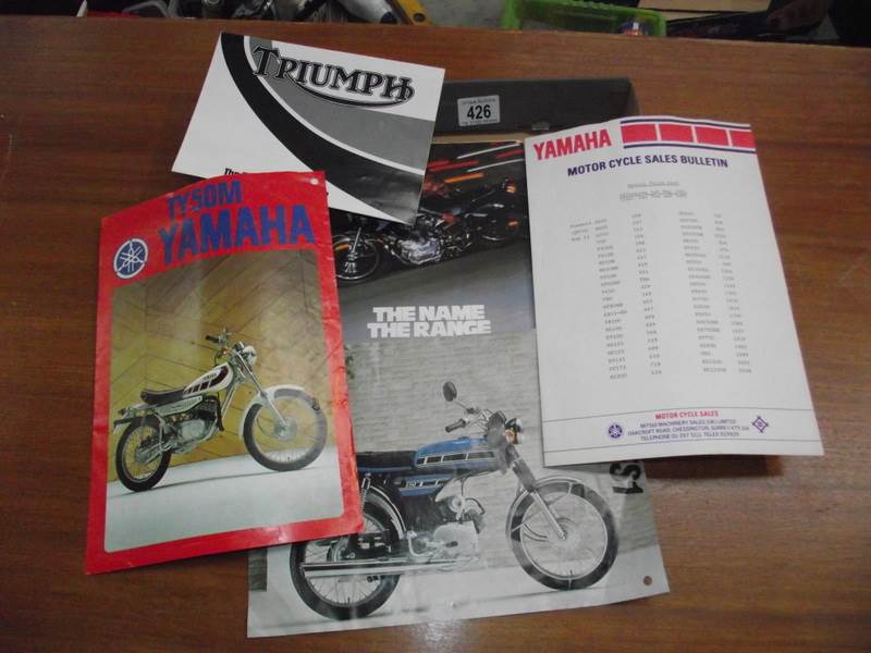 A quantity of Yamaha sales leaflets including FS1 and TY50.