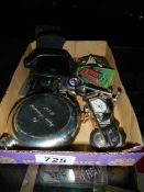 A Harley Davidson pocket watch, clock, badges etc.