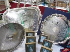 3 silver plate trays