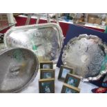 3 silver plate trays