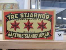 An oversize box of matches signed Tre Stjarnor Jonkoping