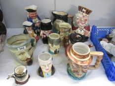 A collection of approximately 12 Toby and character jugs including Tony Wood,