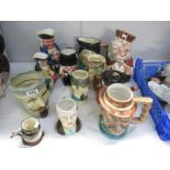 A collection of approximately 12 Toby and character jugs including Tony Wood,