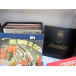 A collection of records including classical and rock and roll