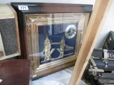 An unusual framed and glazed clock featuring Tower Bridge