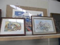 Three cartoon pictures including Fosters print