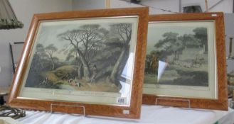 Two framed French hunting prints