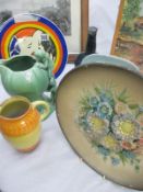 A quantity of pottery items including Moorland plate