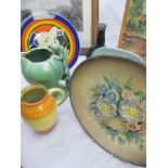 A quantity of pottery items including Moorland plate