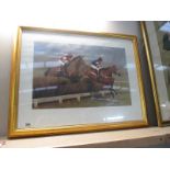 A framed and glazed signed limited edition print Steeplechase