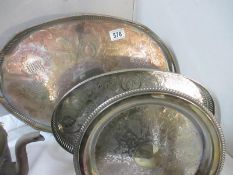 3 silver plate gallery trays