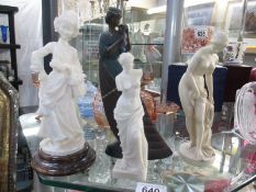 4 lady figurines including Classical styles