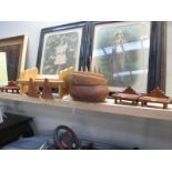 A collection of wooden and treen items