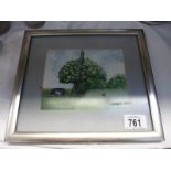 A small framed and glazed watercolour of a Pastotal scene