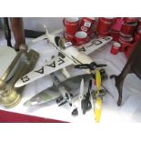 A collection of model aeroplanes and parts