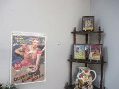 Advertising items including 4 small framed prints and Douwe Egberts Koffie print