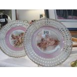 Two painted cabinet plates