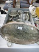 A quantity of silver plate including gallery tray etc