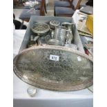 A quantity of silver plate including gallery tray etc