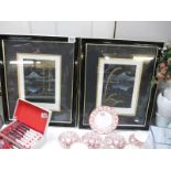 Two modern black framed Japanese style prints