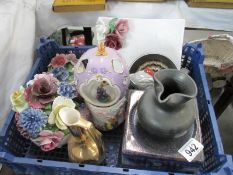 A quantity of pottery and metal items