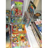 5 boxed Marvel Comics X-men figurines including Toy Biz Wolverine, Juggernaut, Cable,