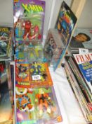 5 boxed Marvel Comics X-men figurines including Toy Biz Wolverine, Juggernaut, Cable,