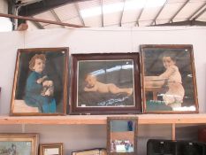 3 vintage framed and glazed pictures of children