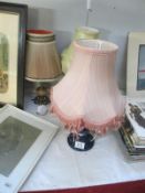 Three table lamps with shades