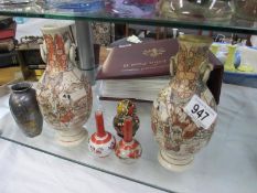 A collection of Oriental and Japanese vases etc