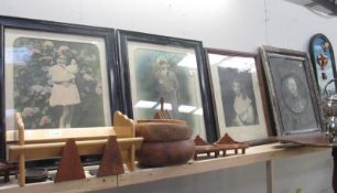 4 vintage framed portraits