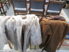 1960's/70's imitation mink fur coat and 1970's Fortown ladies coat with faux fur collar