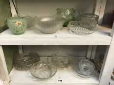 2 shelves of glass fruit bowls etc.