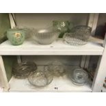 2 shelves of glass fruit bowls etc.