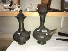 2 antique African pottery lidded pots