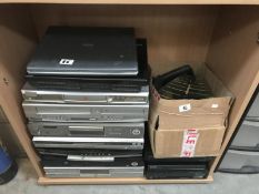 A large lot of dvd players, laptop, mouse etc.