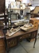 A 1930's 3 mirror dressing table on Queen Anne legs