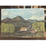 Louis McGuiness (20th century Irish) oil on board painting Donegal Homestaed near Derrybeg (signed,