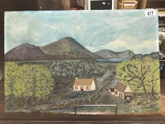 Louis McGuiness (20th century Irish) oil on board painting Donegal Homestaed near Derrybeg (signed,