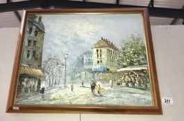 An oil on canvas Paris Street scene signed Burnett