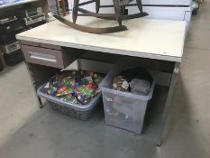 A metal work desk,