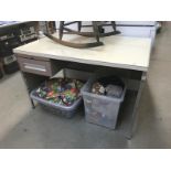 A metal work desk,