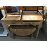 A Victorian 2 drawer pine kitchen side table