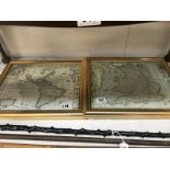 2 framed and glazed map prints including The Kingdom of England and America