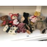 A collection of teddy bears by various makers including 'Hugo' by Deans Ragdoll Co. Ltd. No.