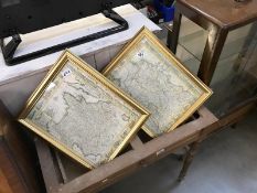 2 framed and glazed old maps 1 print Including France and map of Germany