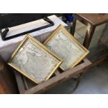 2 framed and glazed old maps 1 print Including France and map of Germany