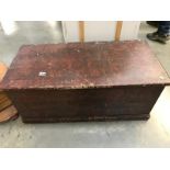 A Victorian pine blanket box with candle box & drawers