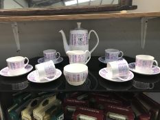 A Shelley Fiord coffee set including coffee pot,