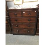 A darkwood 2 over 3 chest of drawers